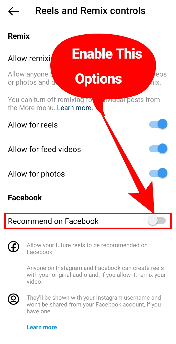 Recommend On Facebook के Option को Enable करें