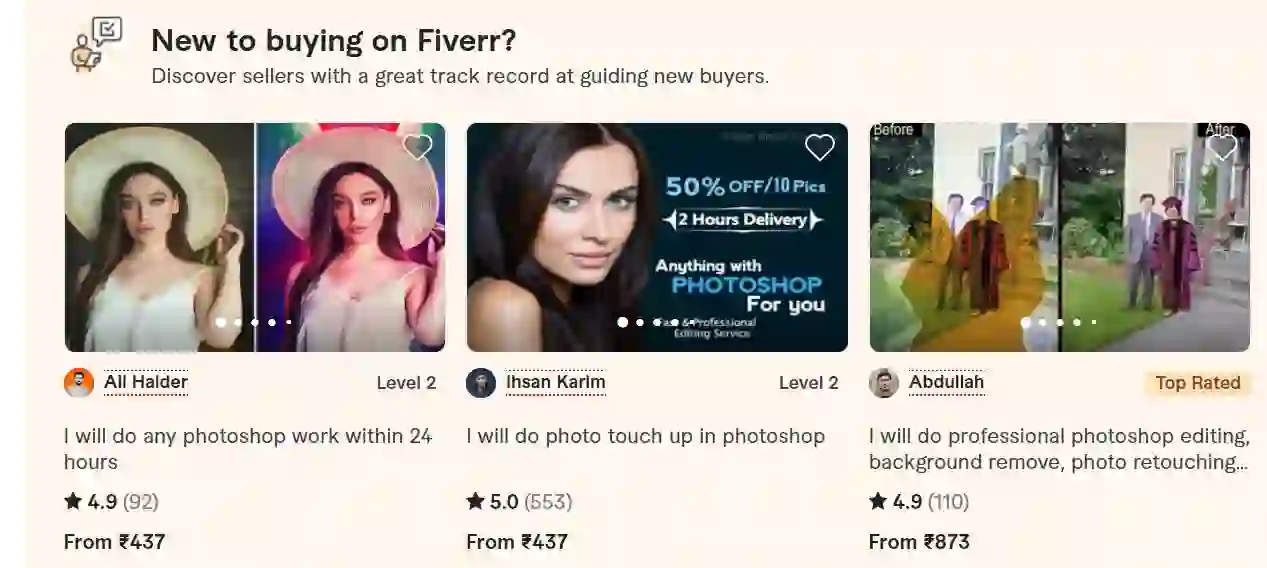 Fivver Photo Editing Seller Charge