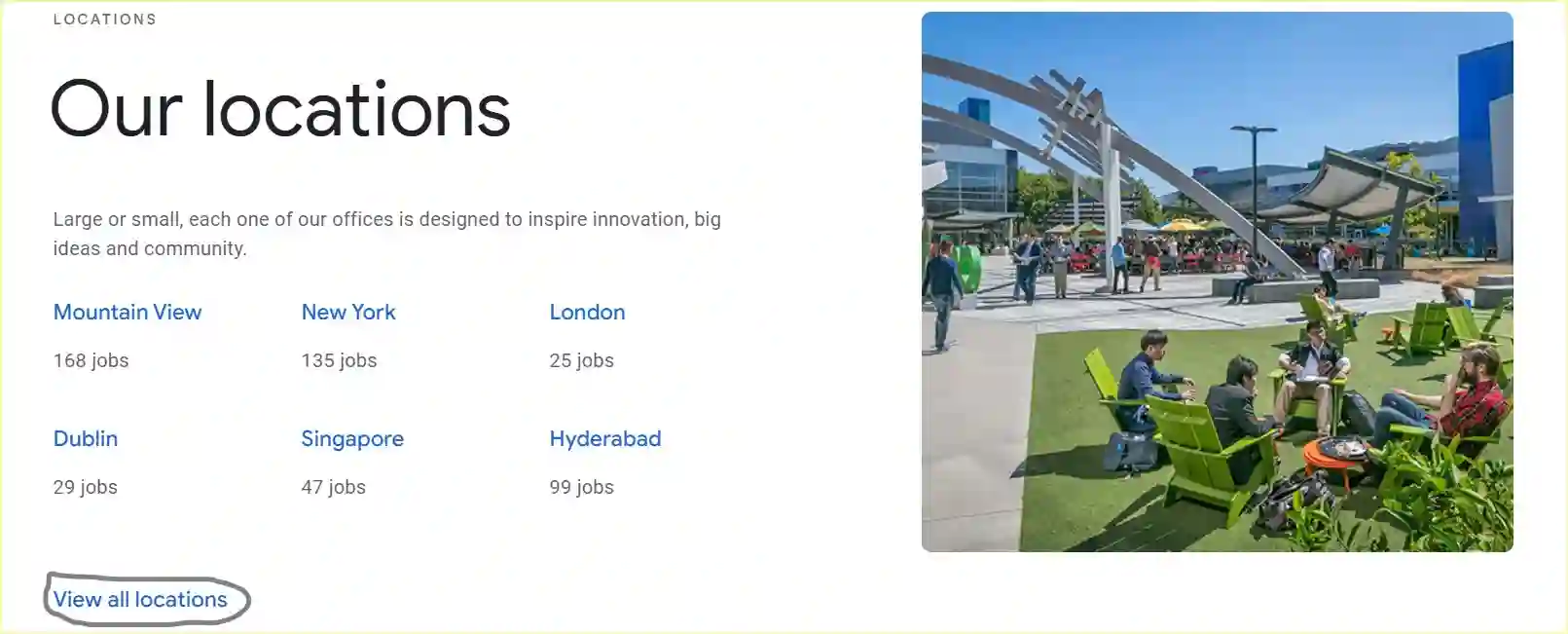 Google Job Location Wise